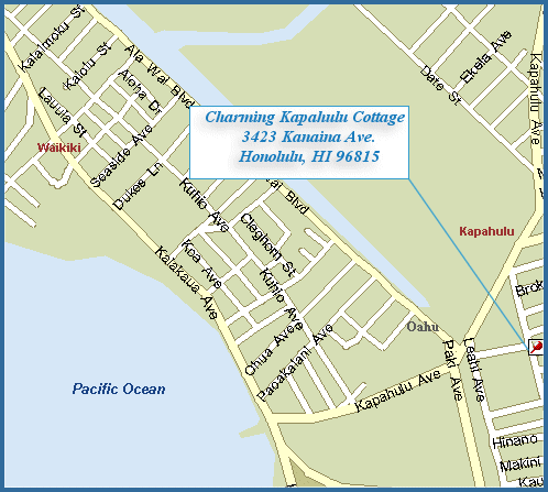 map of Kanaina St. in Kapahulu