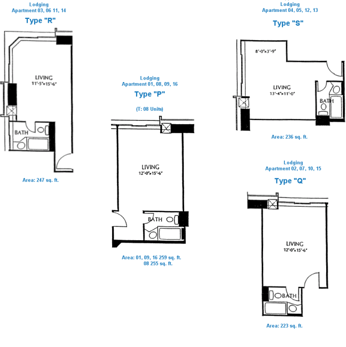 Hawaiian Monarch Lodging apartment-types R, P, Q and S